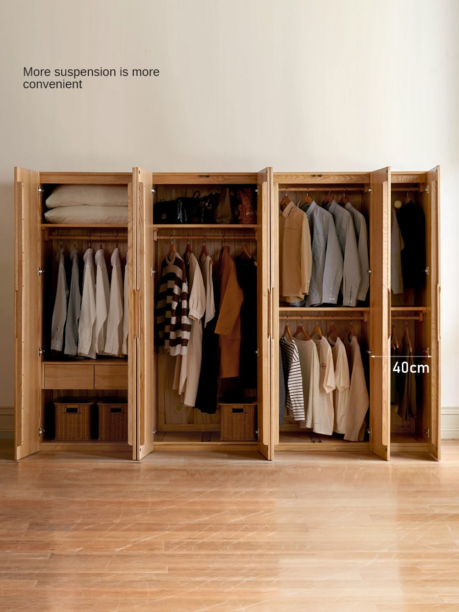 Solid Oak Wood Wardrobe - Premium Quality, Spacious Storage for Bedroom, Closet & Home Organization