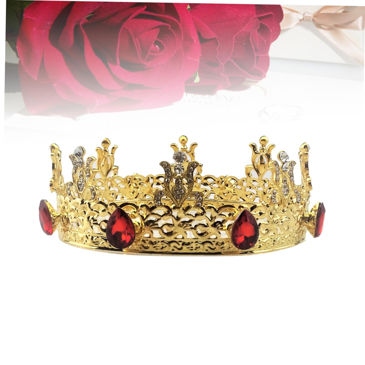 Beavorty Gold Baroque Bridal Tiara with Rhinestones - Elegant Wedding Headpiece for Bride, Princess Crown for Weddings, Birthdays & Special Occasions | Perfect for Bridal Showers, Bachelorette Parties & Royal-Themed Events
