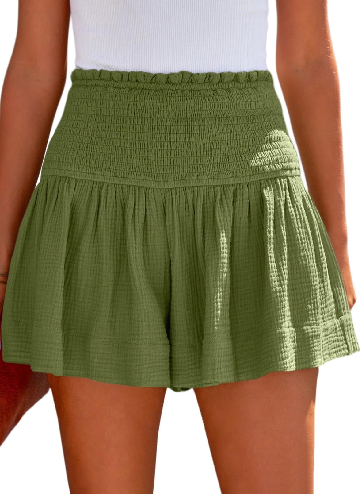Dokotoo Women's High Waisted Flowy Casual Shorts - Pleated Elastic Waist Summer Spring 2024 Fashion Shorts for Vacation, Beach, Cruise & Resort Wear | Perfect for Travel, Lounging & Outdoor Activities