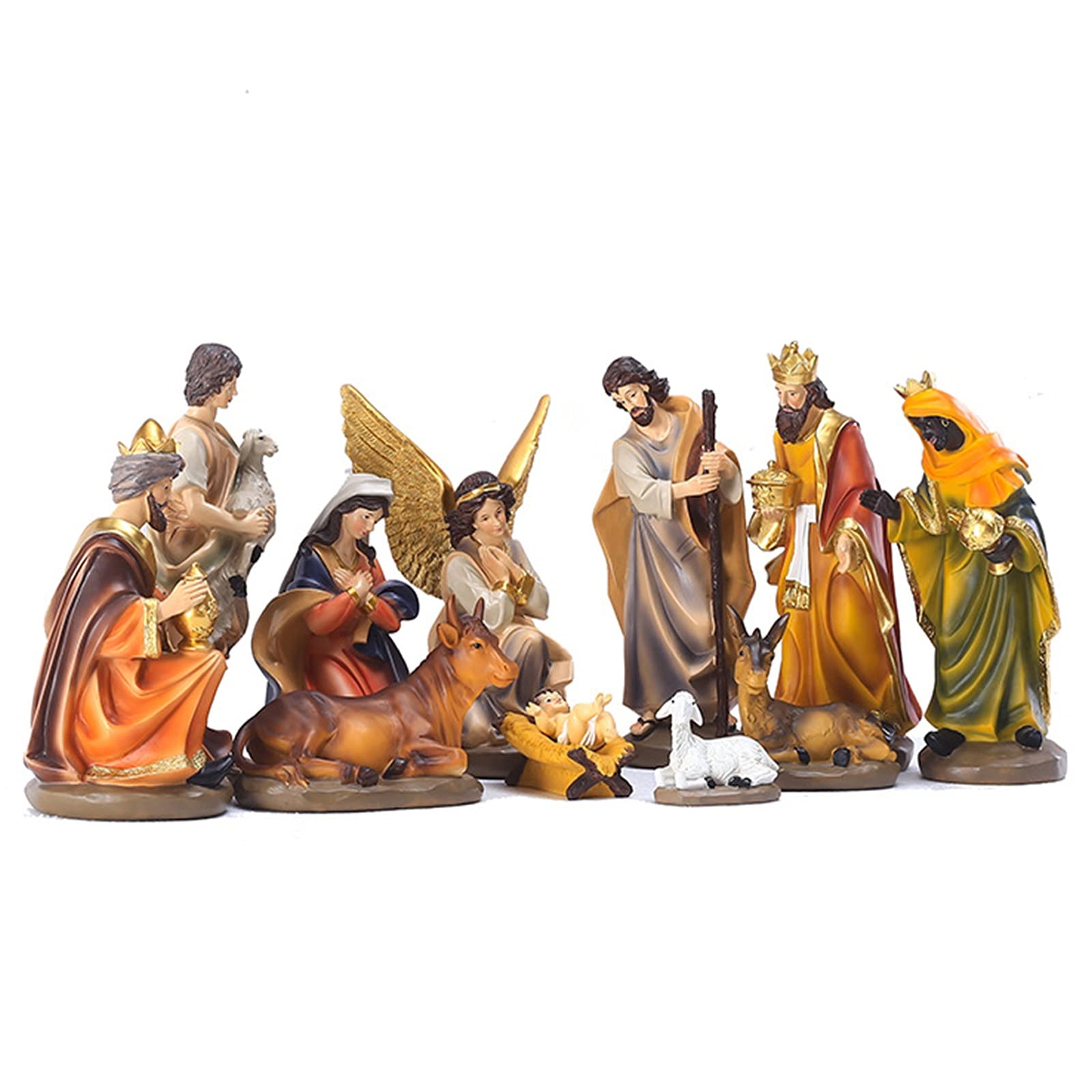 XDJ 11-Piece Resin Nativity Set - 30cm Traditional Christmas Manger Scene with Jesus, Mary & Joseph - Religious Home Decor for Holidays - Perfect Christmas Gift & Church Decoration (Great for Home Displays, Church Altars & Holiday Table Centerpieces)