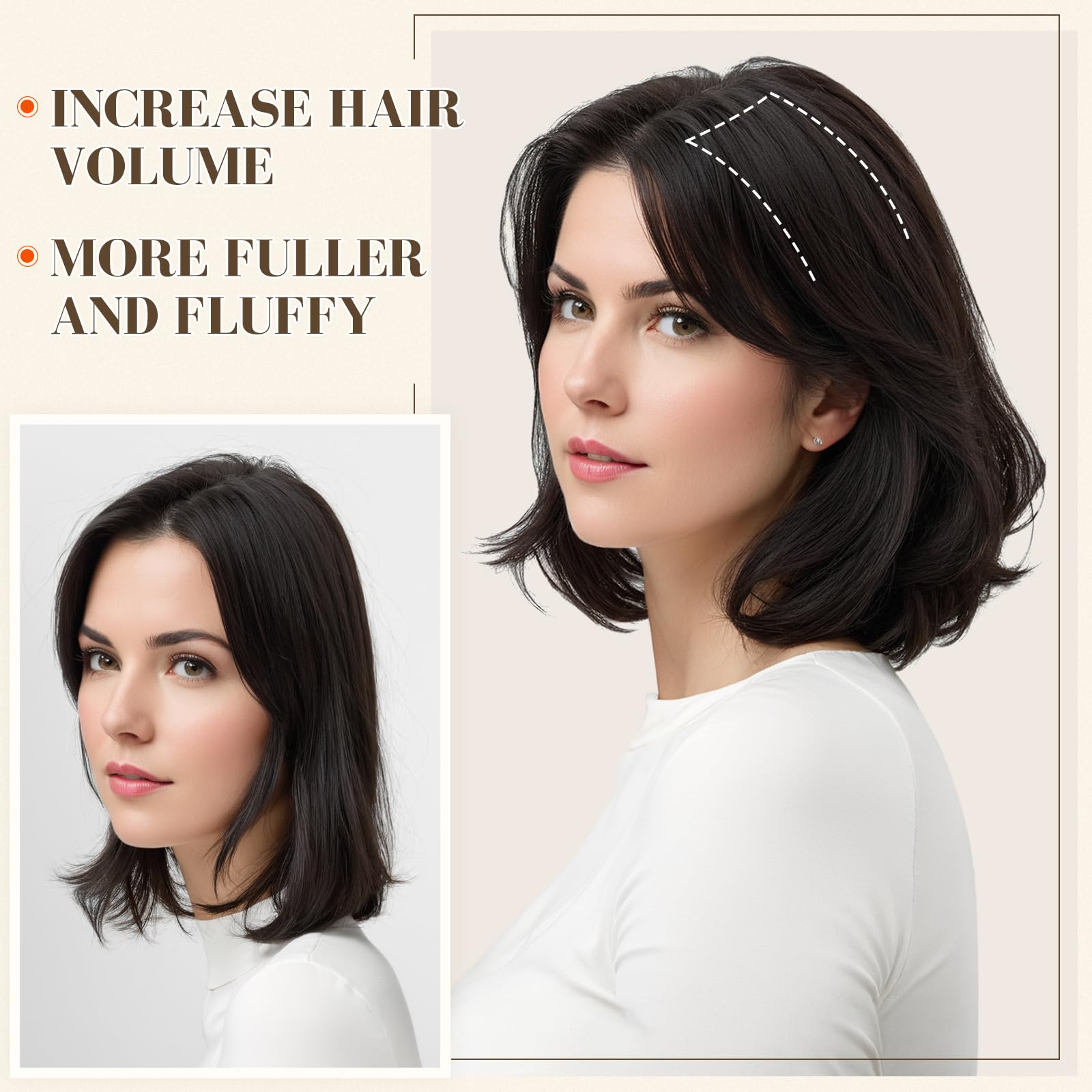 S-noilite Clip in Human Hair Extensions for Short Hair - 1PCS Remy Hair with 2 Clips, 6Inch Length, 10g Weight, Dark Brown - Add Volume & Thickness for Everyday Styling & Special Occasions
