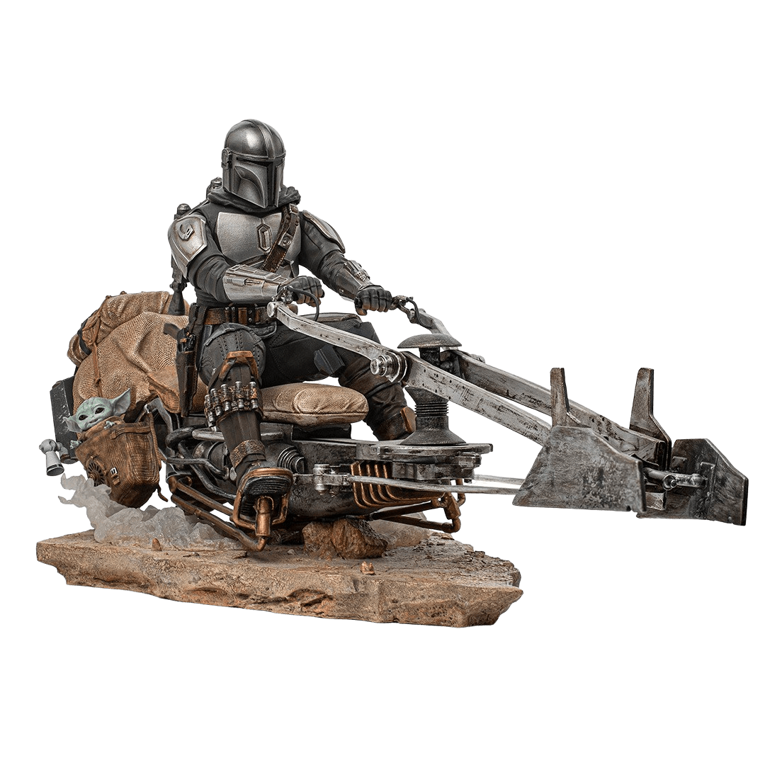 Iron Studios The Mandalorian on Speederbike Deluxe Art Scale 1/10 Statue - Premium Collectible for Star Wars Fans, Perfect for Display in Home, Office or Gaming Room