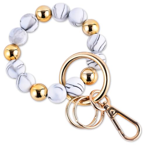 Gold / White Marble Bead