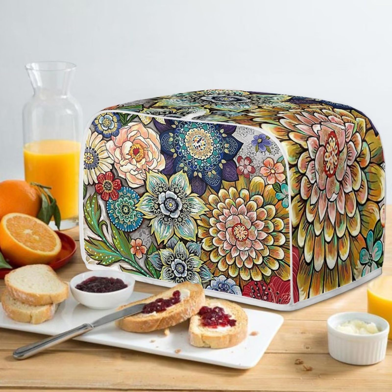 4-Slice Mandala Floral Toaster Cover - Dustproof Kitchen Appliance Protector for Bread Makers | Elegant Home Decor & Perfect Gift for Women | Ideal for Kitchens, Dining Rooms & Housewarming Presents