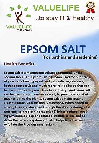Valuelife Epsom Salt 990g - Pure Magnesium Sulfate for Relaxing Baths, Muscle Relief & Plant Care | Multipurpose Bath Salt & Natural Garden Fertilizer | Perfect for Spa Days, Post-Workout Recovery & Healthy Plants