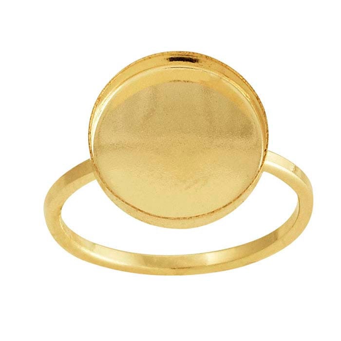 14K/20K Yellow Gold Filled Round Cabochon Ring Mounting - 4mm, 6mm, 8mm, 10mm, 12mm Sizes - Blank Cabochon Setting (Size 6-8) - Perfect for Jewelry Making, DIY Rings, and Custom Gemstone Designs