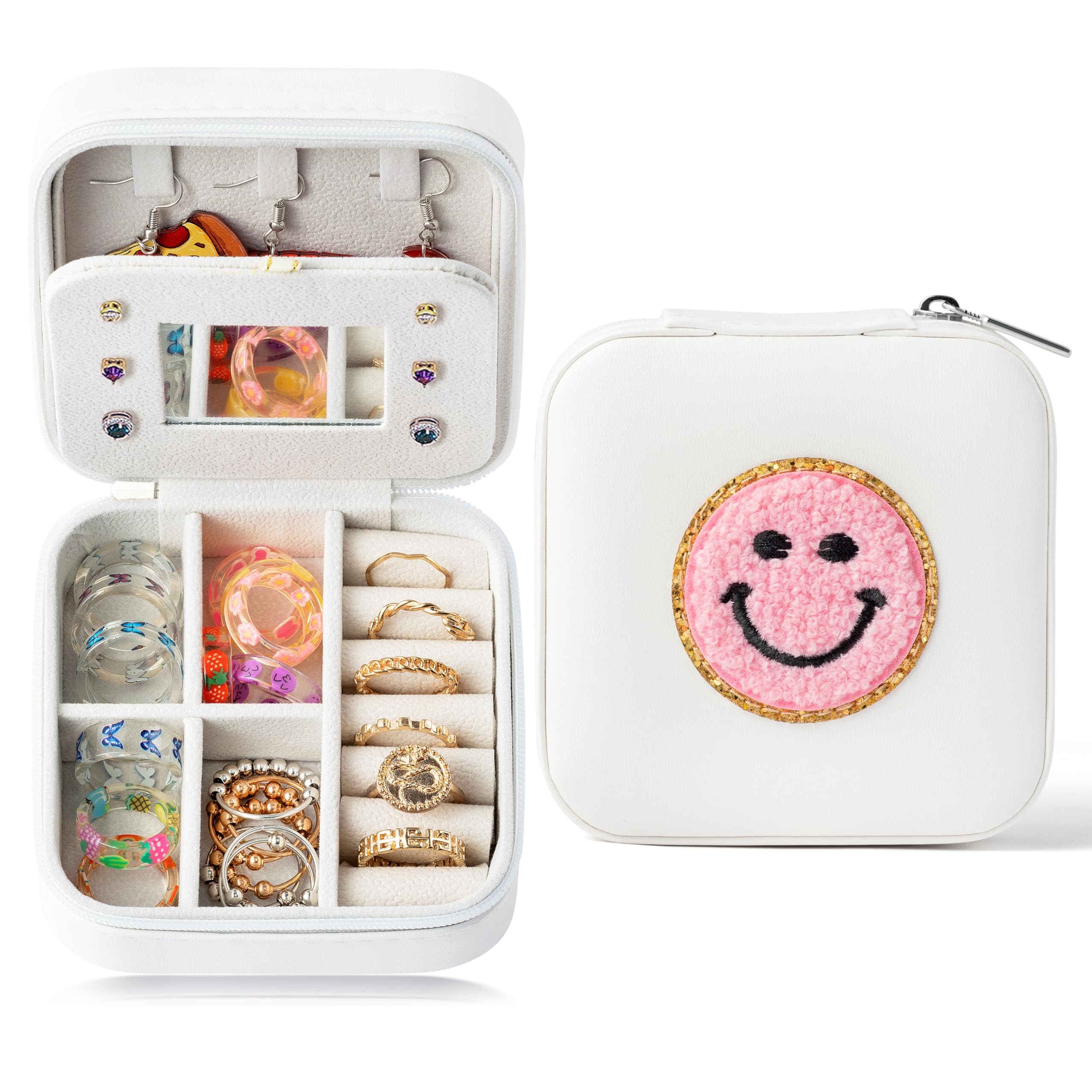 Elegant Small Preppy Travel Jewelry Case for Women - Mini Jewelry Organizer Box with Compartments for Rings, Earrings, Necklaces & Bracelets - Perfect Gift for Mom, Wife & Jewelry Lovers - Ideal for Travel, Vacation & Daily Storage