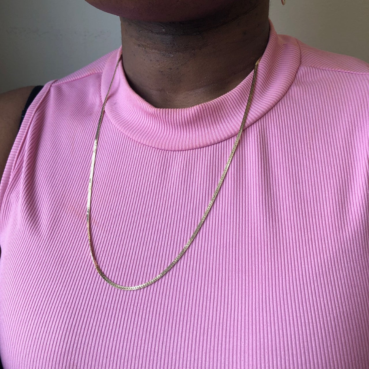 10K Yellow Gold Herringbone Chain Necklace - 26 Inch Dainty Women's Jewelry for Everyday Wear & Special Occasions