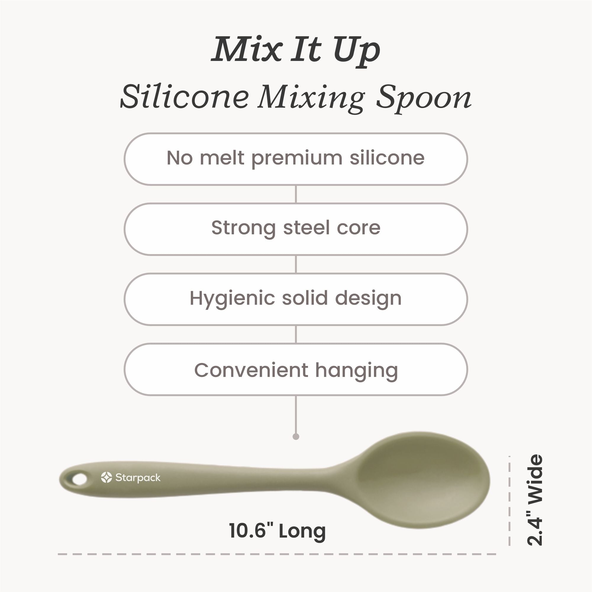 Premium Silicone Mixing Spoon - Heat-Resistant, Non-Stick Cooking Utensil for Baking, Stirring & Serving - Perfect for Kitchen, Camping & Outdoor Cooking