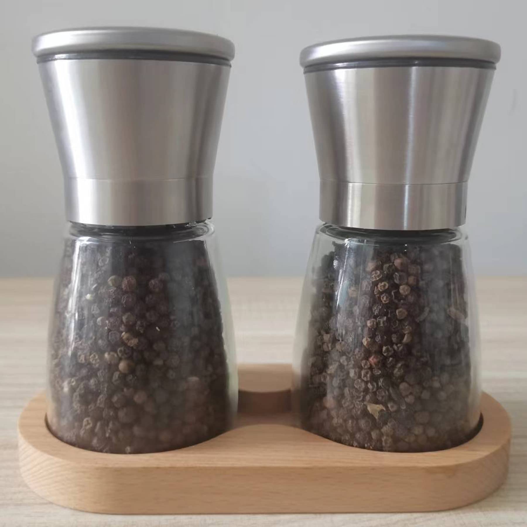 Premium Wooden Salt and Pepper Mill Tray - Natural Finish for Spice Grinders - Perfect for Kitchen Countertop Organization & Dining Table Decor