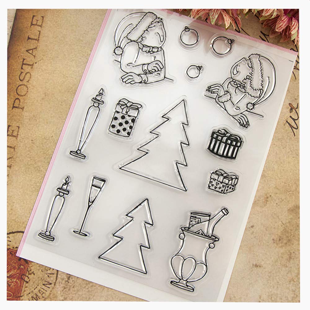 Christmas Clear Stamps for Card Making, Scrapbooking & DIY Journals - Holiday Tree Rubber Stamps for Paper Crafts, Gift Wrapping & Festive Decorations - Perfect for Christmas Cards, DIY Gifts & Holiday Scrapbooking Projects
