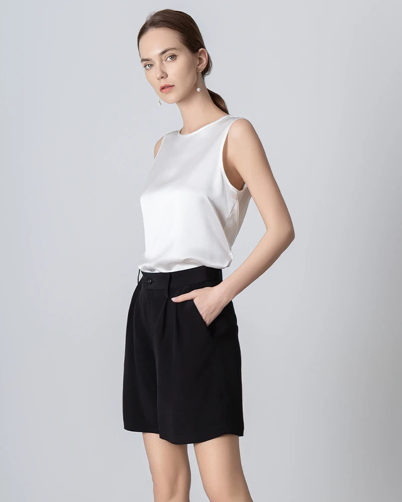 Premium 40 Momme Silk Bermuda Shorts for Women - Soft, Breathable & Comfortable - Perfect for Summer, Travel & Lounge Wear