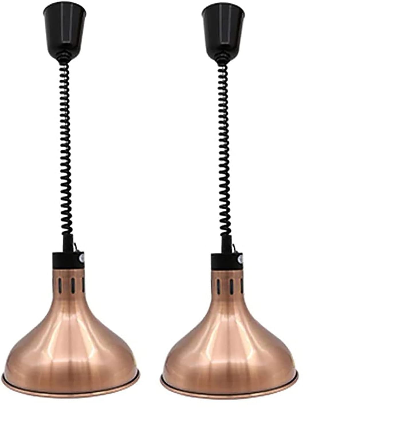 Commercial Food Heat Lamp Warmer with Bulb - 2 Pack Brass Hanging Buffet & Pizza Restaurant Warmer for Catering, Buffets, Bakeries & Food Display (Ideal for Keeping Pizza, Fried Chicken, BBQ & Pastries Warm)