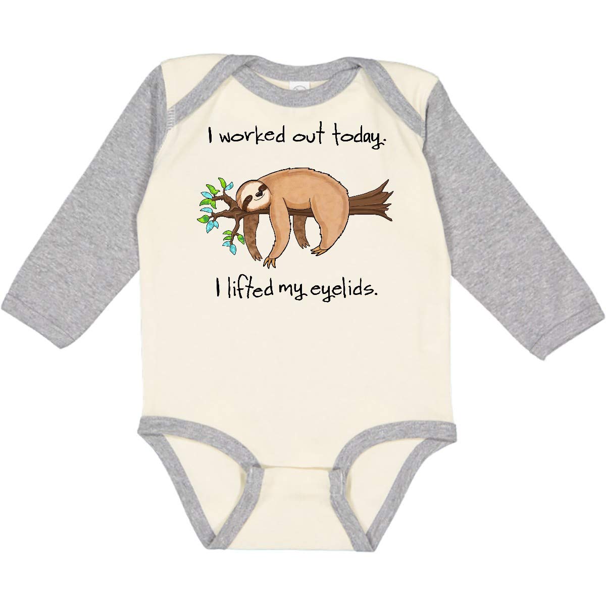 Inktastic 'I Worked Out Today. I Lifted My Eyelids' Funny Long Sleeve Baby Bodysuit - Perfect for Gym Jokes & Newborn Photoshoots