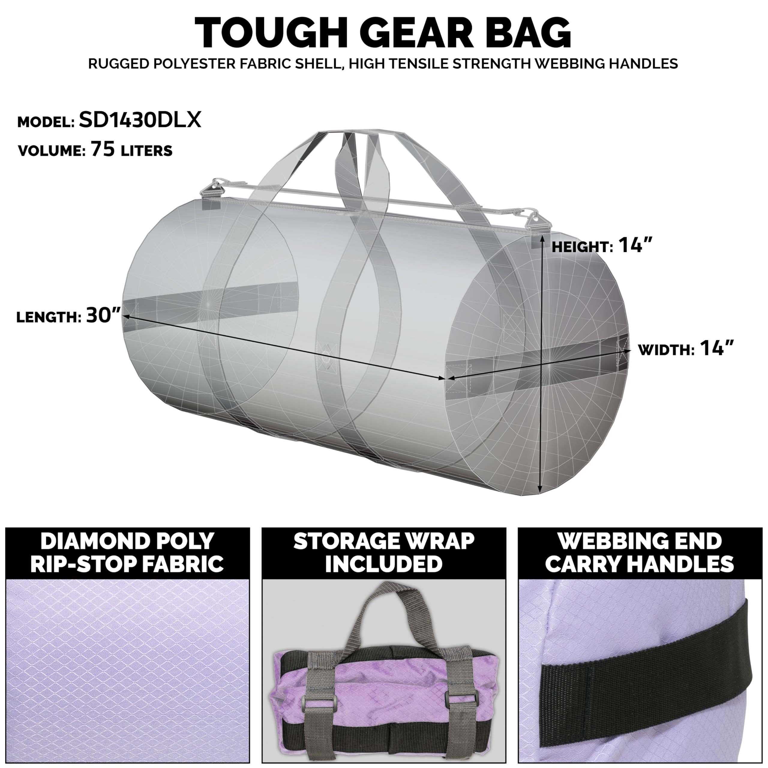 North Star Sports Large Duffle Bag - Waterproof Foldable Tactical Gym Bag for Travel, Workout & Military Gear | Heavy Duty Carry-On Duffel for Sports, Camping & Outdoor Adventures