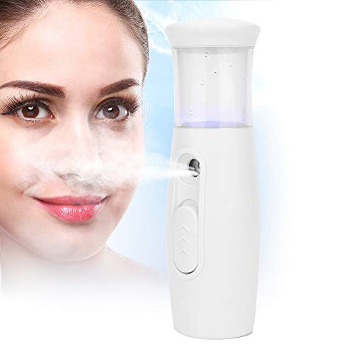 Portable Nano Face Sprayer - 30ml Handheld Cold Mist Facial Steamer for Deep Moisturizing & Hydration | Beauty Skin Care Device for Dry Skin & Makeup Setting (White) | Perfect for Travel, Office & Home Skincare Routine