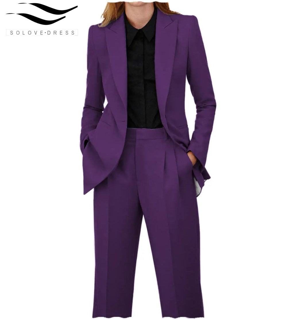 Women's 2-Piece Suit Set with Peak Lapel Blazer - Professional Office Wear & Business Attire for Work, Interviews & Formal Events