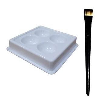 Elecsera 4-Piece Cosmetic Tool Tray Set - White Plastic Washable Makeup Organizer for Salon & Home Use - Includes Eyeshadow & Lipstick Brushes - Perfect for Professional Makeup Artists & Beauty Enthusiasts