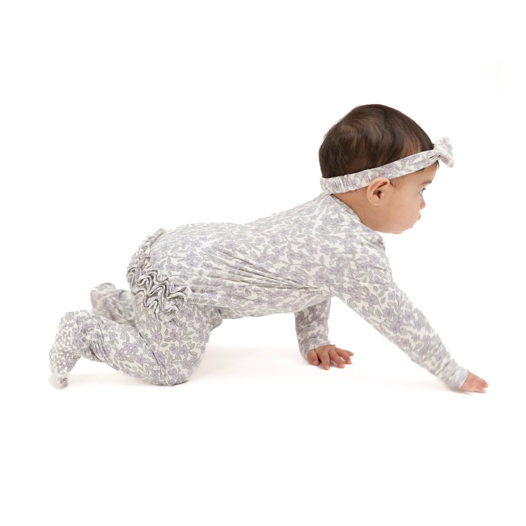 Forget Me Not Floral Baby Zipper Ruffle Footie - Soft & Comfortable Newborn Sleepwear for Girls & Boys - Perfect for Nursery, Photo Shoots & Special Occasions