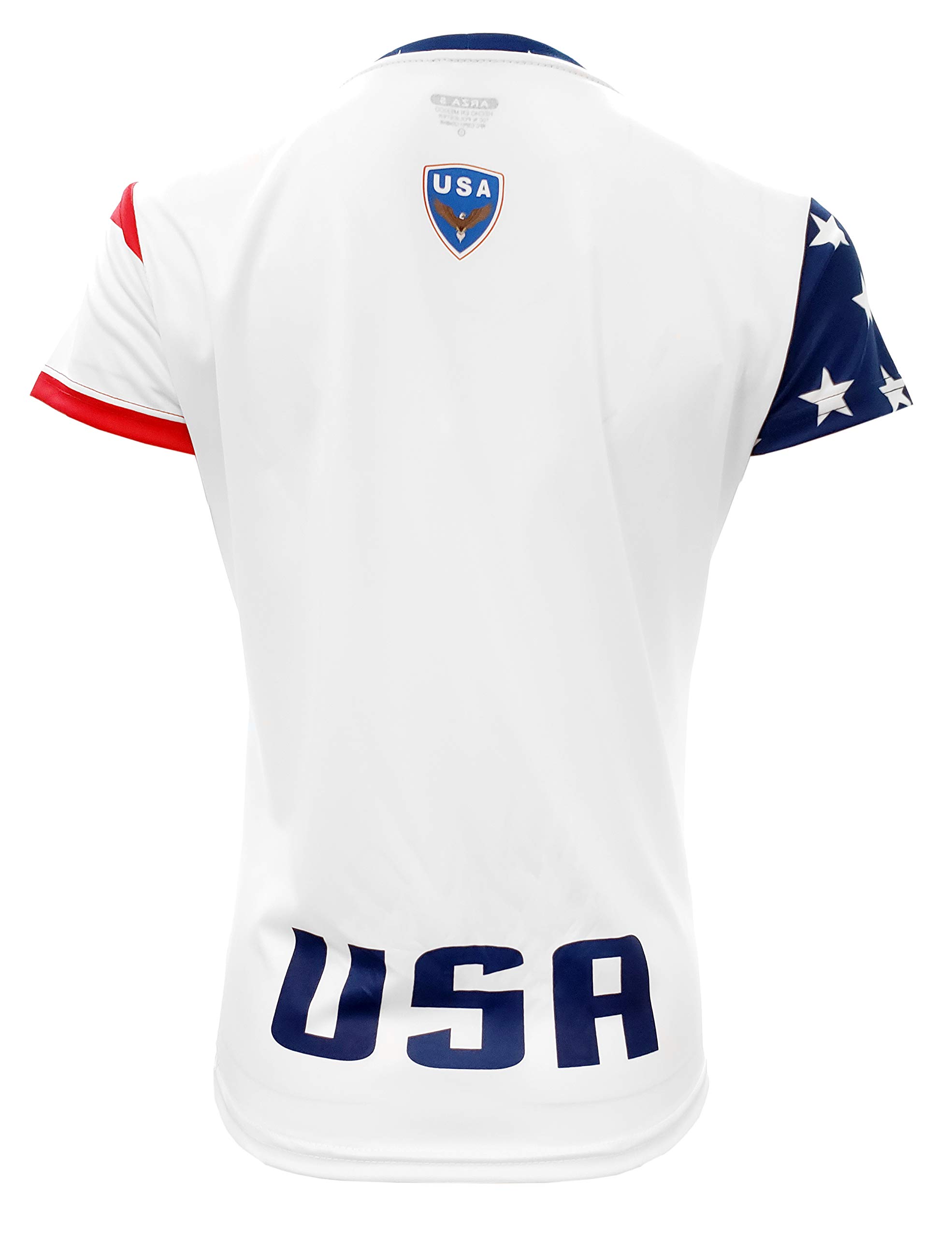 Women's USA Flag Jersey - Short Sleeve Athletic Fit T-Shirt for Running, Gym Workouts & Patriotic Events