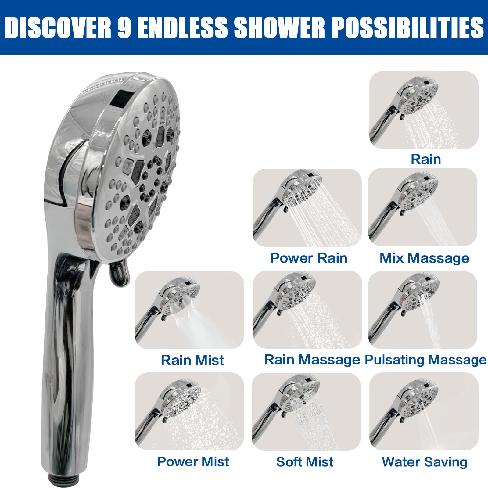 Premium Dual Shower Head System for Couples - High Pressure Adjustable Tandem Showerhead with 6 Spray Modes - Perfect for Master Bathroom, Spa-Like Experience & Water Saving (Brushed Nickel Finish)