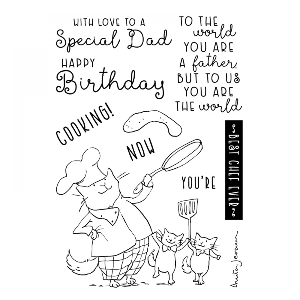 DIY Clear Rubber Stamp Set for Card Making - Happy Birthday Alphabets, Love & Cats Theme for Scrapbooking, Paper Crafting & Handmade Gifts | Perfect for Father's Day, Special Occasions & Craft Projects