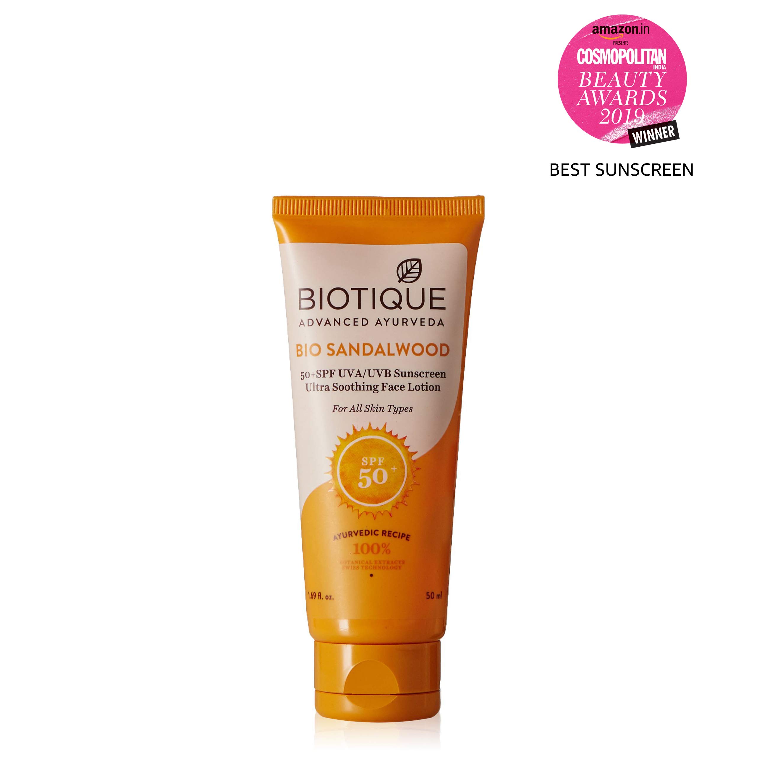 Biotique Bio Sandalwood Sunscreen SPF 50+ Ultra Soothing Face Lotion 50ml & Apricot Refreshing Body Wash 190ml - Natural Skincare for Sun Protection & Daily Hydration - Perfect for Beach, Travel & Sensitive Skin Care Routine