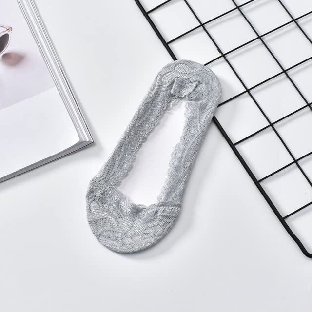 Women's Silica Gel Lace Boat Socks - 5 Pairs Non-Slip for Summer