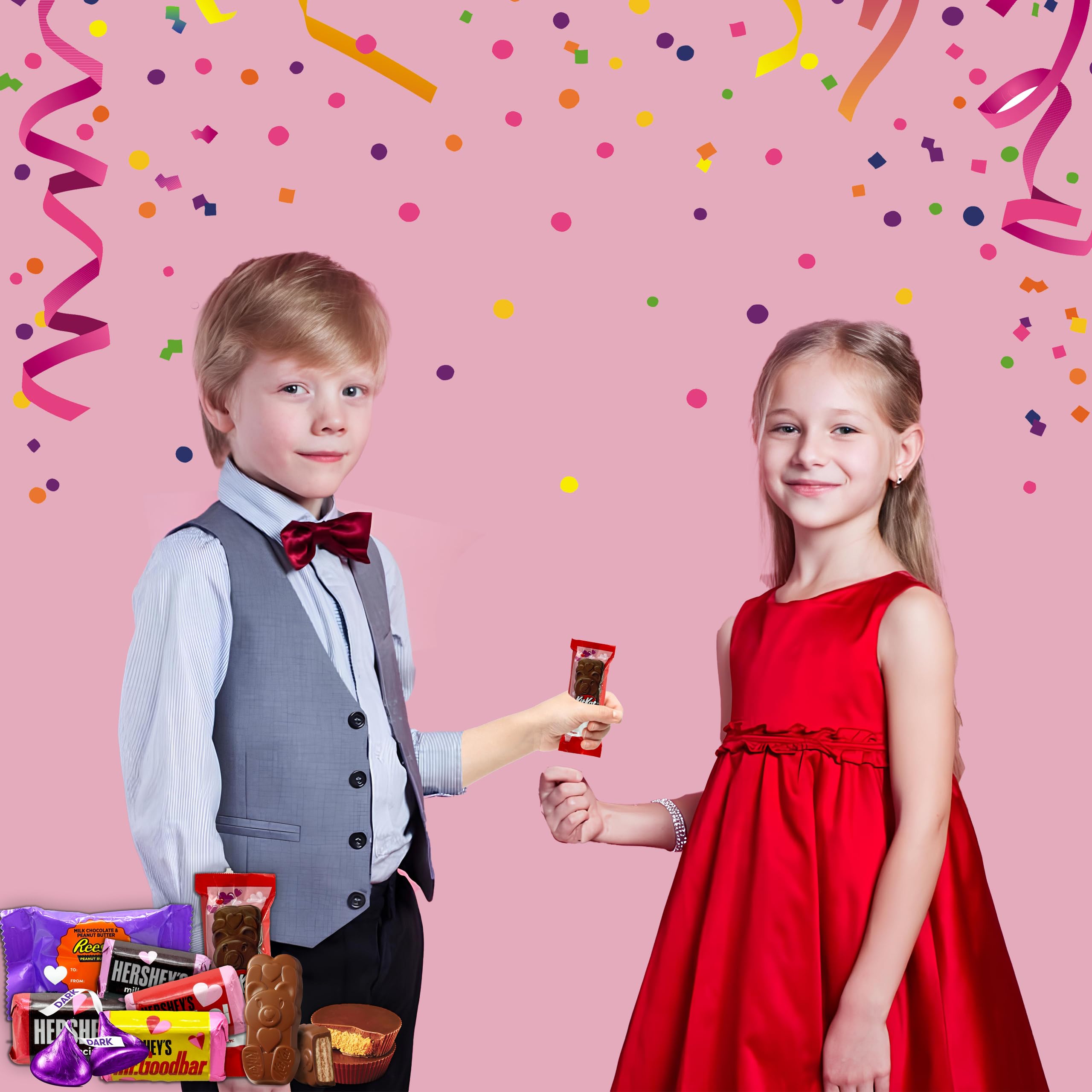 Valentine's Day Bulk Chocolate Candy - 5lb Assorted Individually Wrapped Heart Shaped Milk Chocolates for Classroom Parties, Friendship Exchanges & Gift Giving - Red & Pink Candy Mix with Twizzlers - Perfect for School Events, Office Celebrations & Romantic Gifts