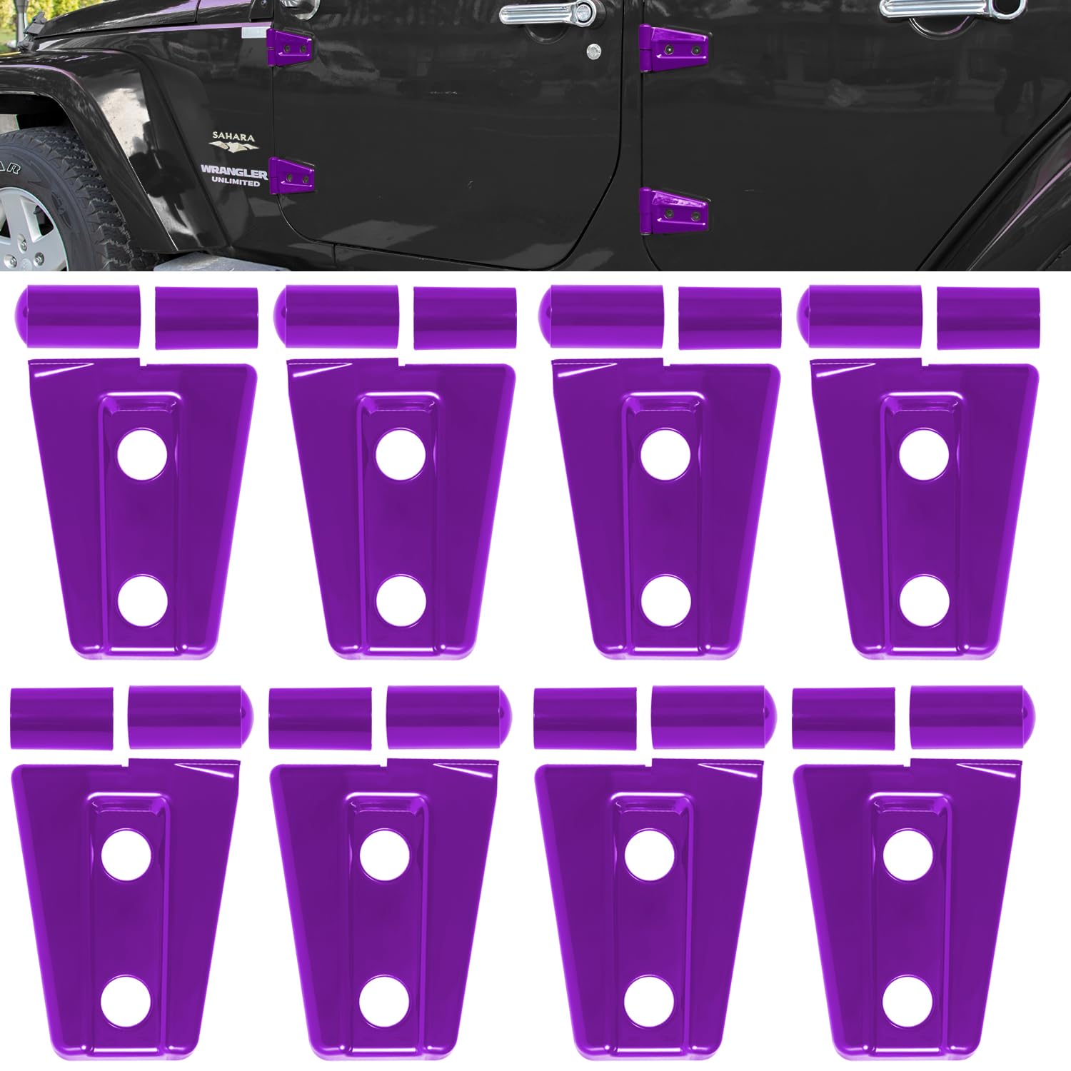 2007-2018 Jeep Wrangler JK JKU 2&4 Door Exterior Door Hinge Cover Trim Accessories - 8PCS Purple for Off-Road Protection & Style Upgrade