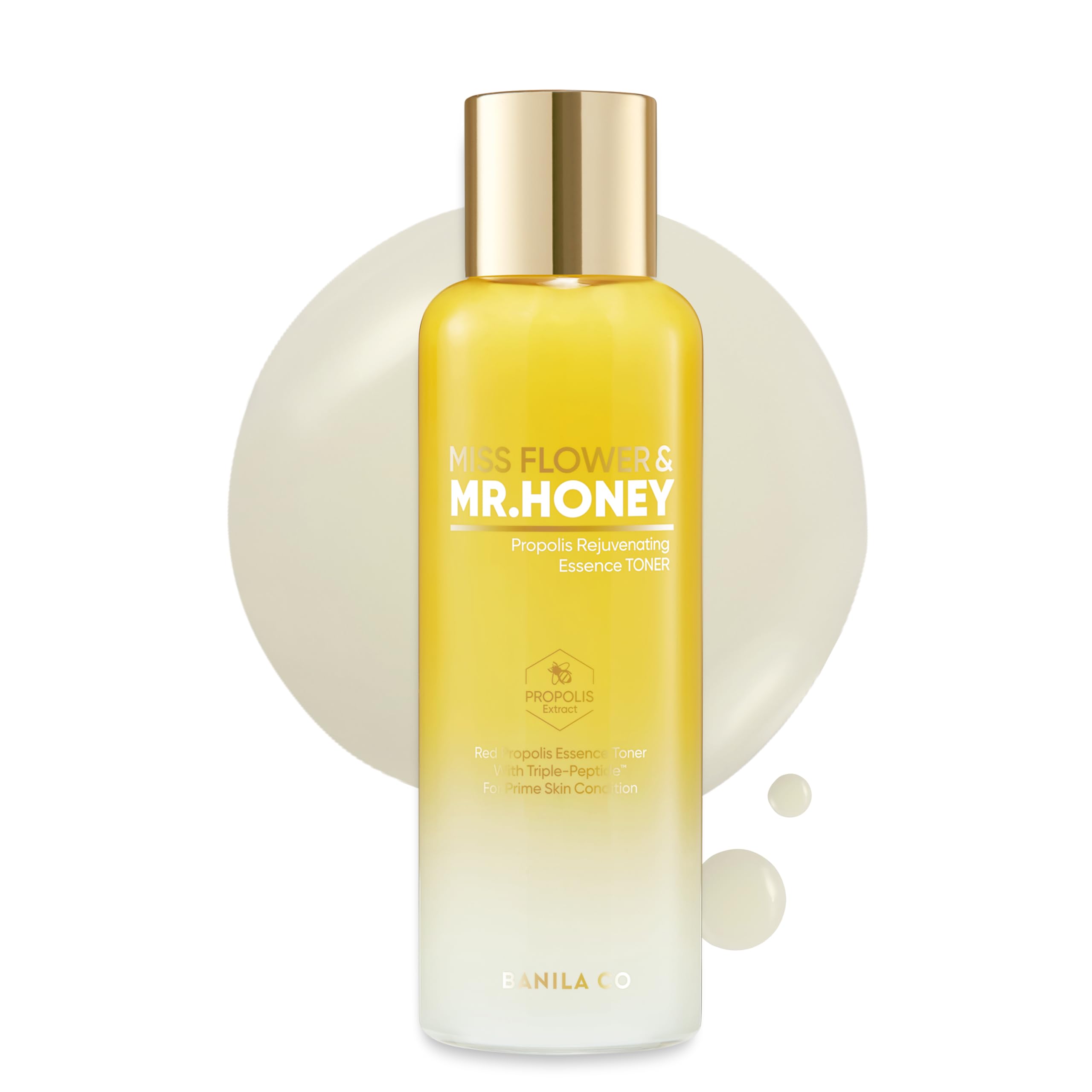 BANILA CO Miss Flower & Mr Honey Propolis Rejuvenating Essence Toner | Korean Hydrating Facial Toner with Propolis Extract & Royal Jelly | Anti-Aging Skincare for Dry & Sensitive Skin | Perfect for Night Routine & Pre-Makeup Prep (190ml / 6.42 fl oz)