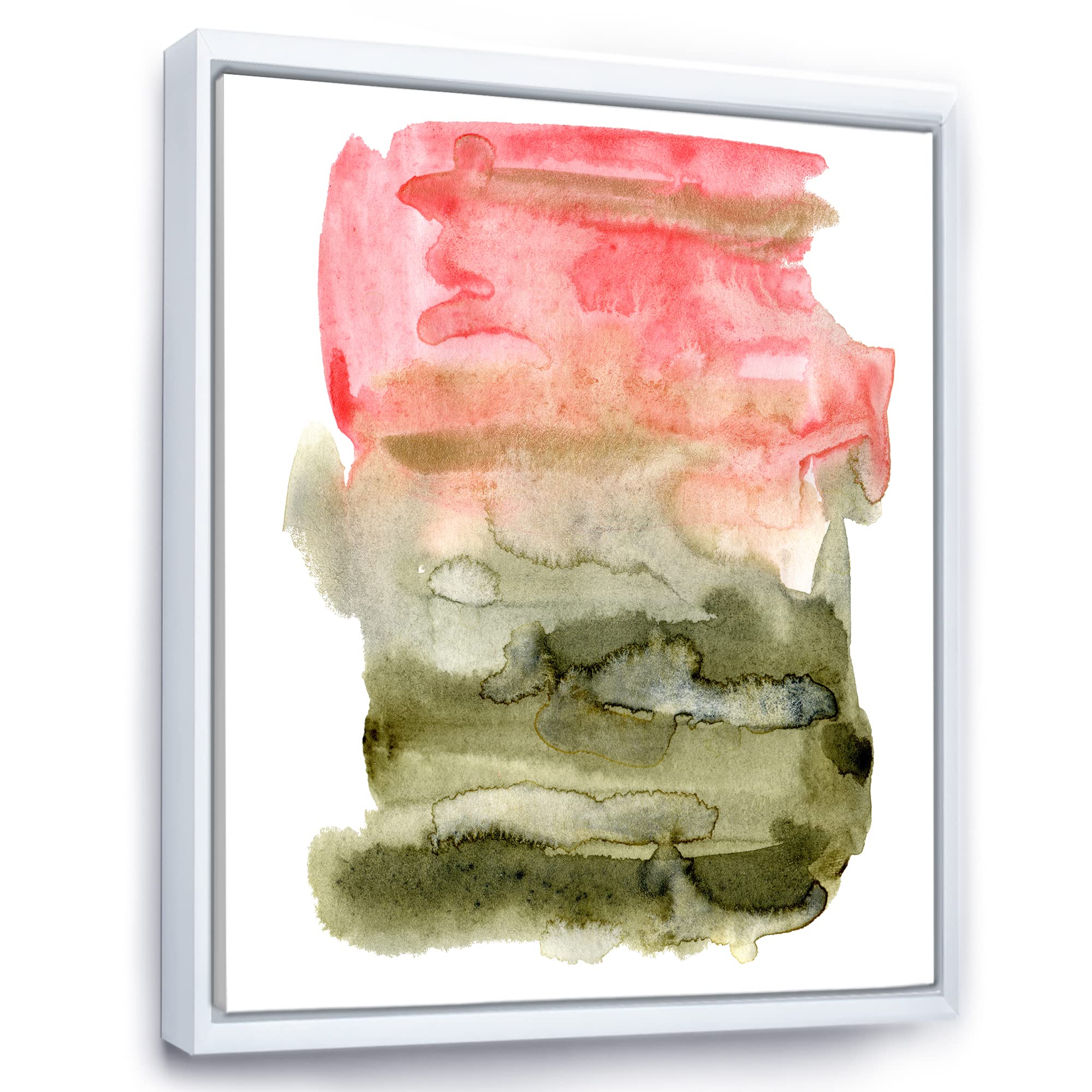 DesignQ Pink Red Green Abstract Clouds Framed Canvas Wall Art Print - Modern Home Decor for Living Room, Bedroom & Office