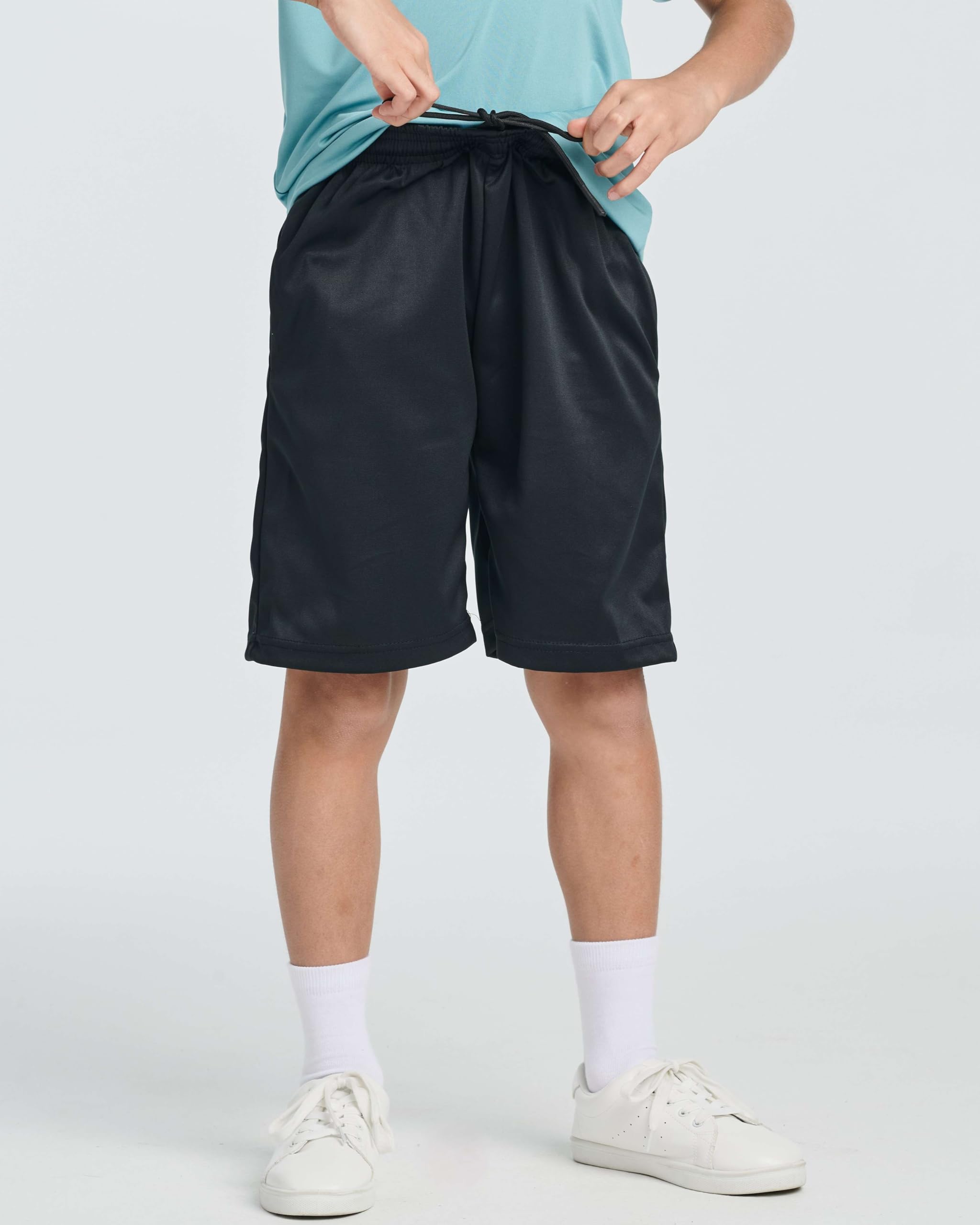 Real Essentials 5-Pack Boys' Athletic Basketball Shorts with Pockets - Breathable Quick-Dry Youth Sports Shorts for Basketball, Gym & Casual Wear (Ages 4-18)