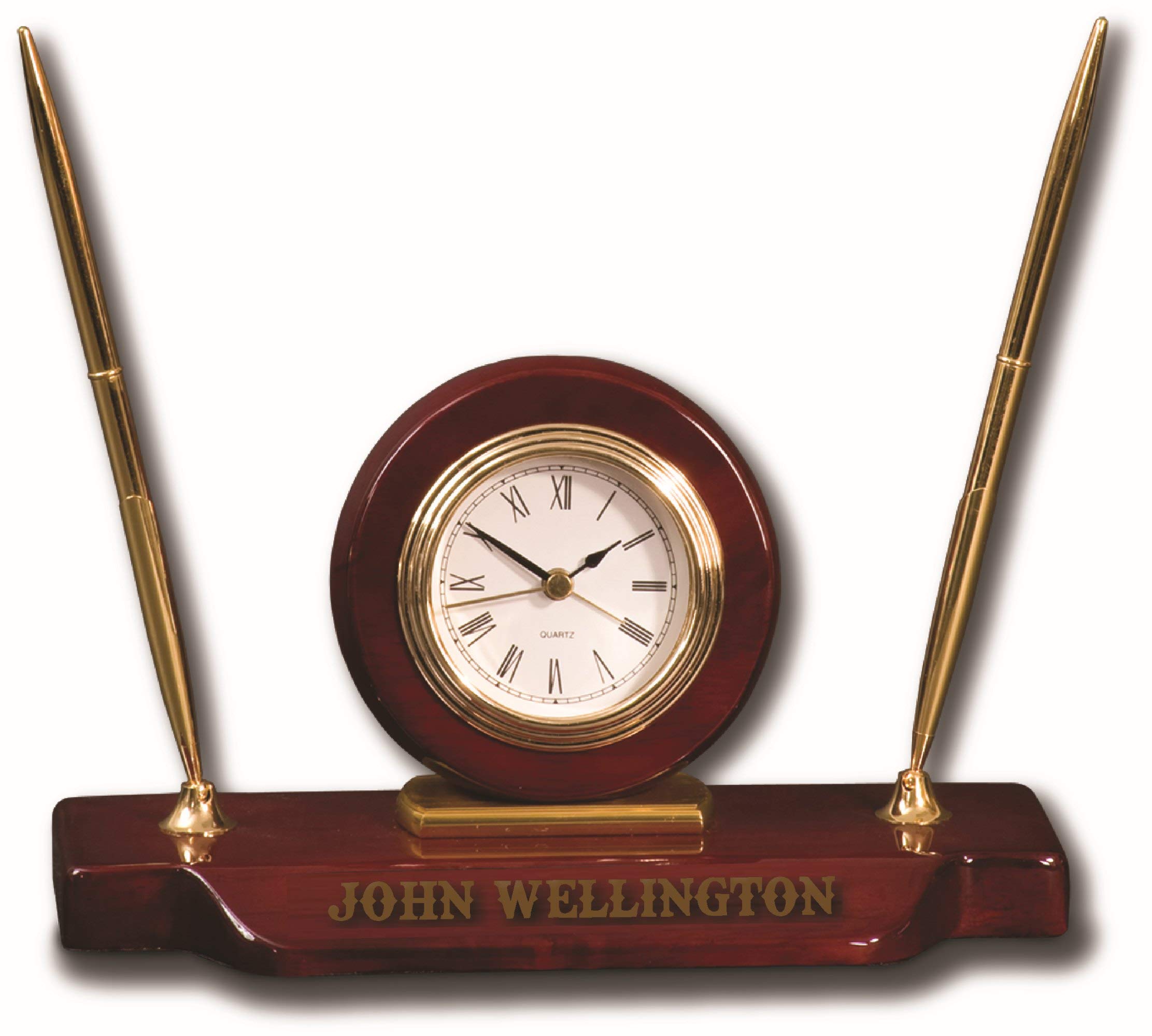 Personalized Engraved Desk Clock with Pen Set - Unique Wedding, Anniversary, Father's Day, Housewarming & Executive Gifts - Perfect for Office, Home Decor & Mantel Display