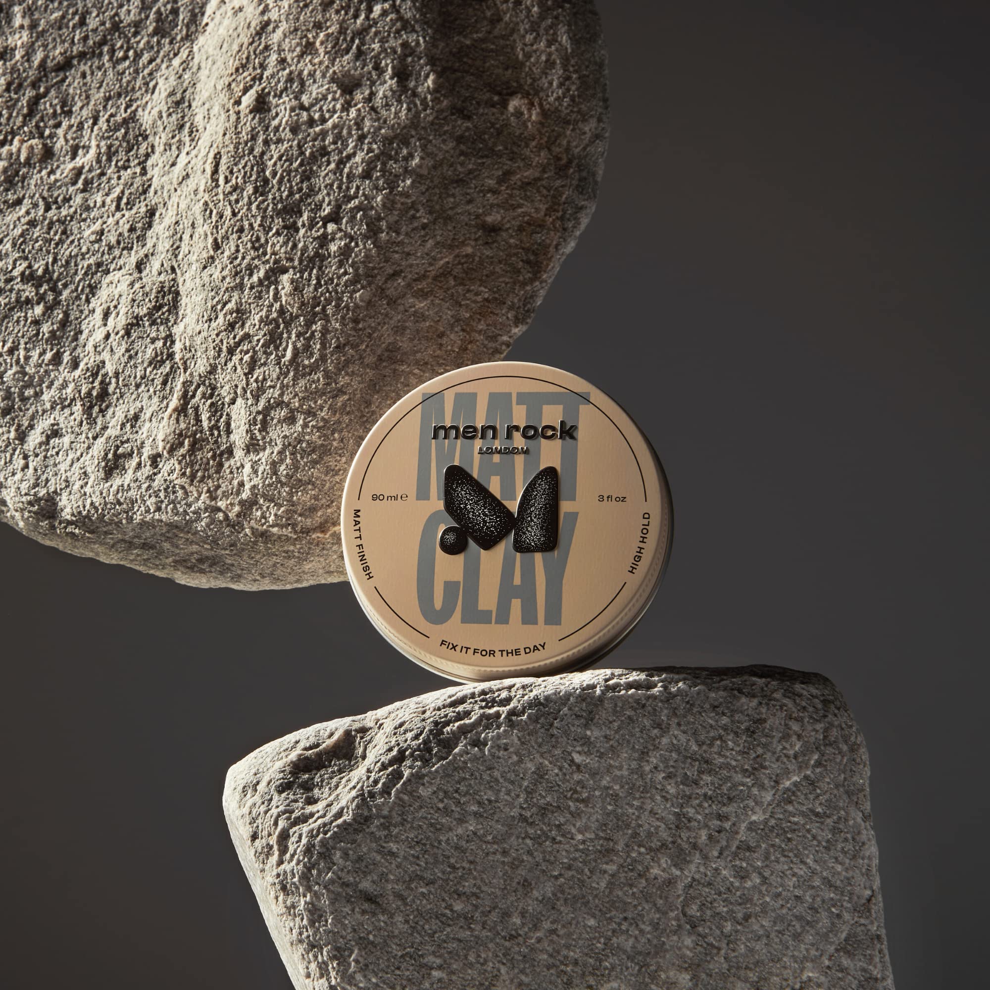 Men's Rock Matt Clay - 90ml Strong Hold Hair Styling Product with Matte Finish for Thicker, Fuller Hairstyles | Enriched with Nourishing Cocoa Butter, Sunflower & Almond Oils | Perfect for Everyday Styling, Textured Looks & Professional Grooming