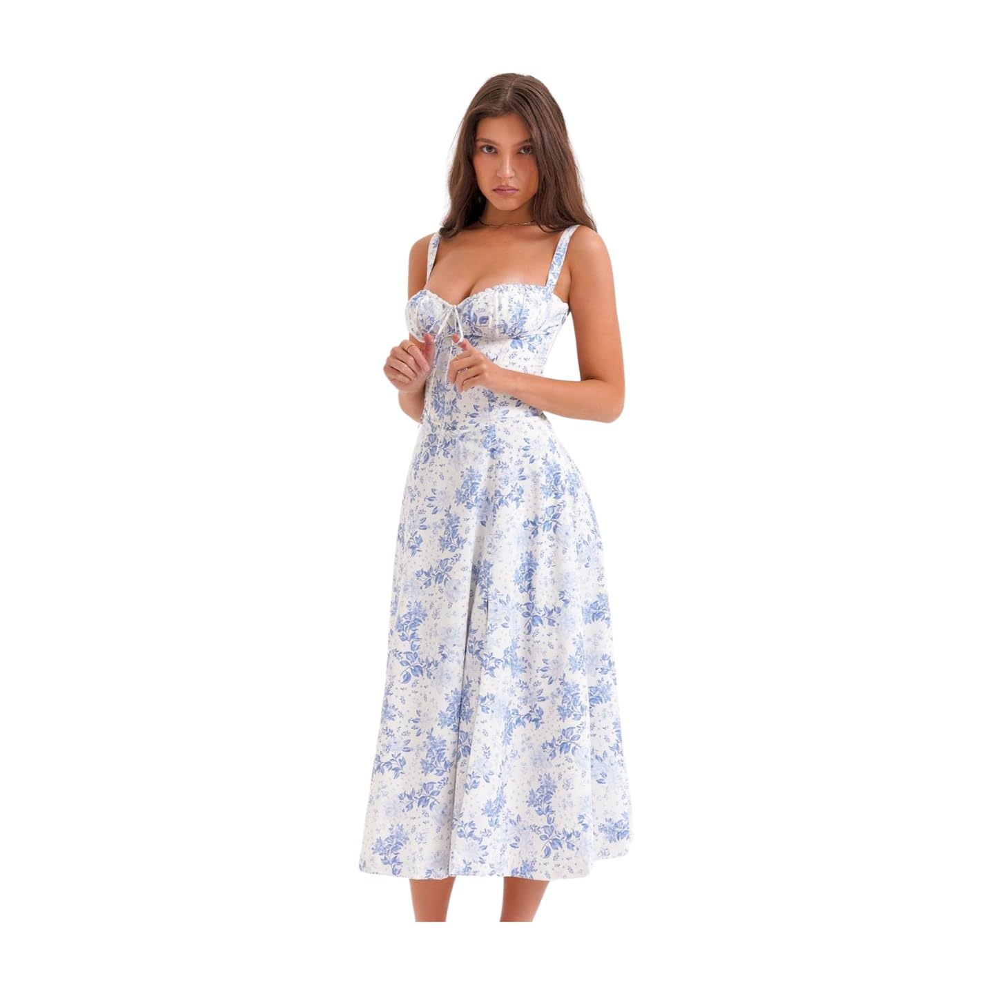 Women's Floral Print Sleeveless Midi Dress - Summer Casual Sundress in Midnight Blue | Perfect for Beach Vacations, Garden Parties & Date Nights