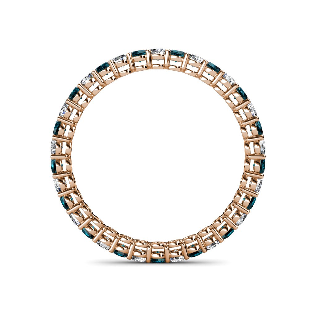 0.83-0.97 Carat Diamond & London Blue Topaz Stackable Eternity Band Ring for Women - 14K Rose Gold Wedding, Anniversary, Gift, Everyday Wear Jewelry