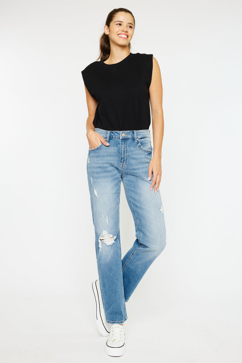 Mariko High Rise Slim Straight Leg Jeans for Women - Stretch Denim Pants with Comfortable Fit - Perfect for Casual Wear, Office & Date Night