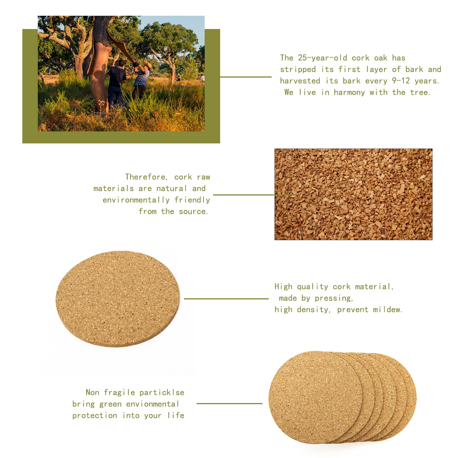 Premium Cork Coasters Set of 30 - 3.5 Inch Round Natural Eco-Friendly Absorbent Drink Pads for Coffee, Wine & Beverages - Heat & Water Resistant Table Protectors for Home, Office, Bar & Outdoor Use