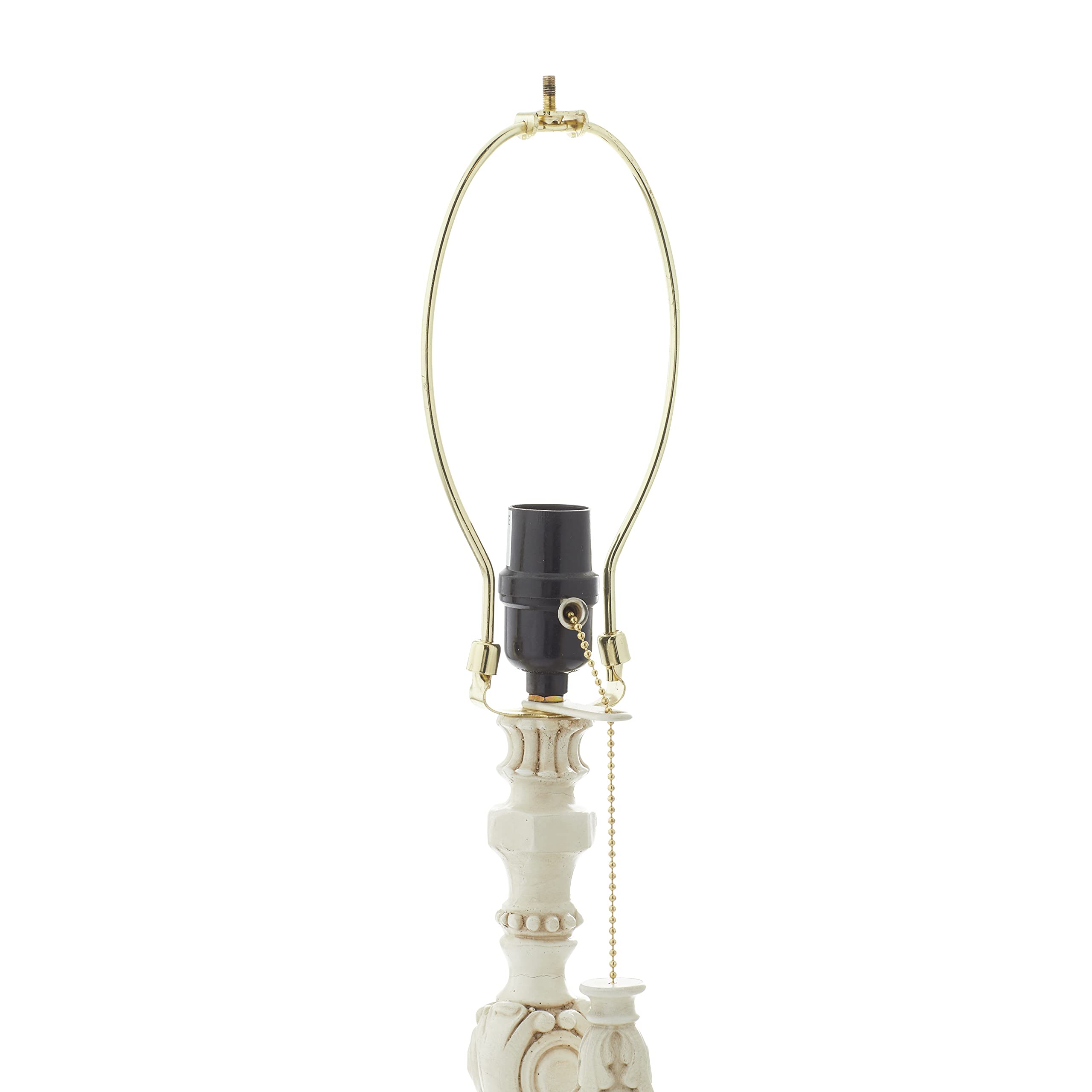 Antique Style Cream Polystone Table Lamp with Drum Shade - 7x7x31 Inches - Perfect for Living Room, Bedroom & Office Decor | Deco 79 Buffet Lamp