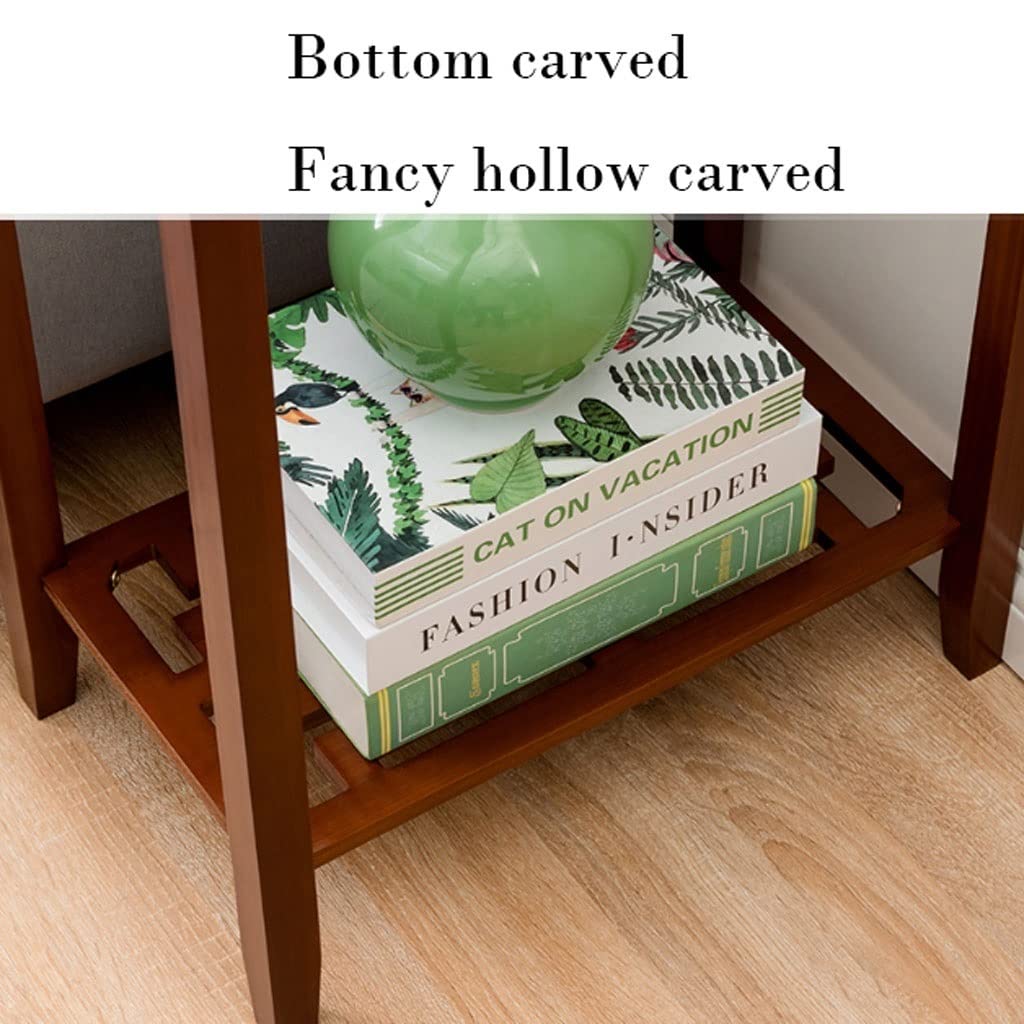 Industrial Rectangular Two-Tier Side Table with Storage Shelf - High-Grade Bamboo Snack Table & Nightstand (11.8