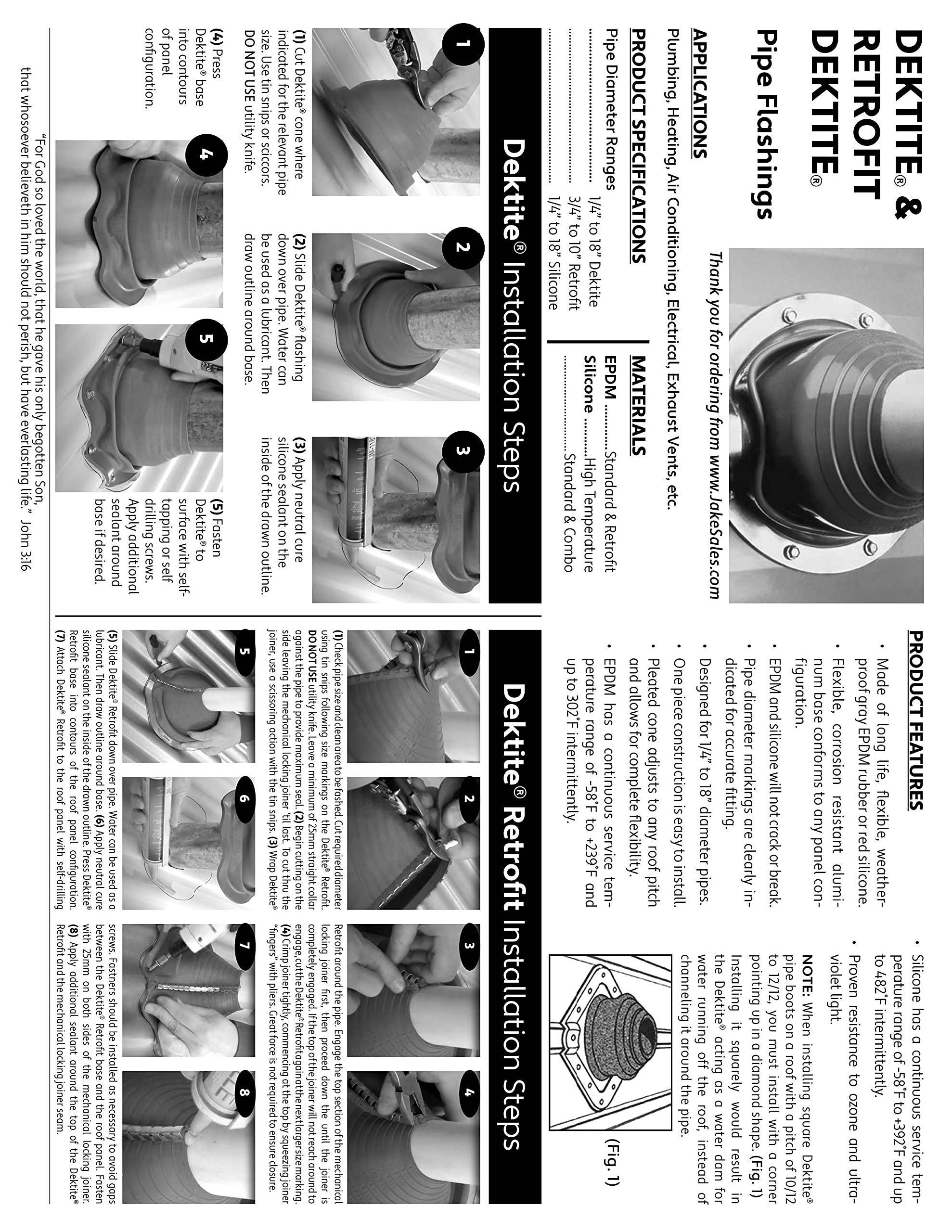 EPDM Flexible Pipe Flashing Dektite Boot (6