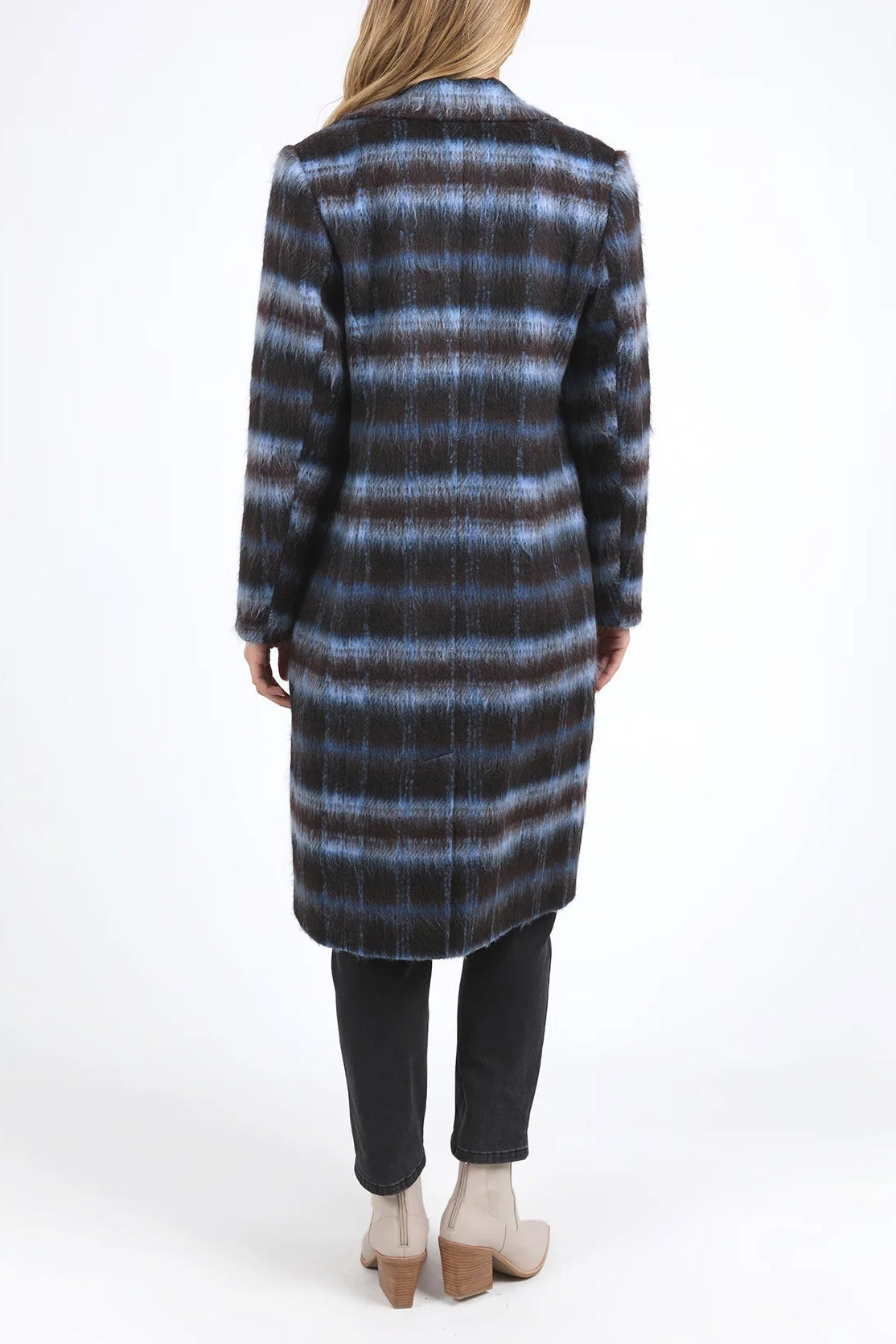 Bennett Chocolate Blue Check Coat for Men - Stylish Winter Wool Overcoat with Plaid Pattern - Perfect for Office, Business Meetings & Formal Events