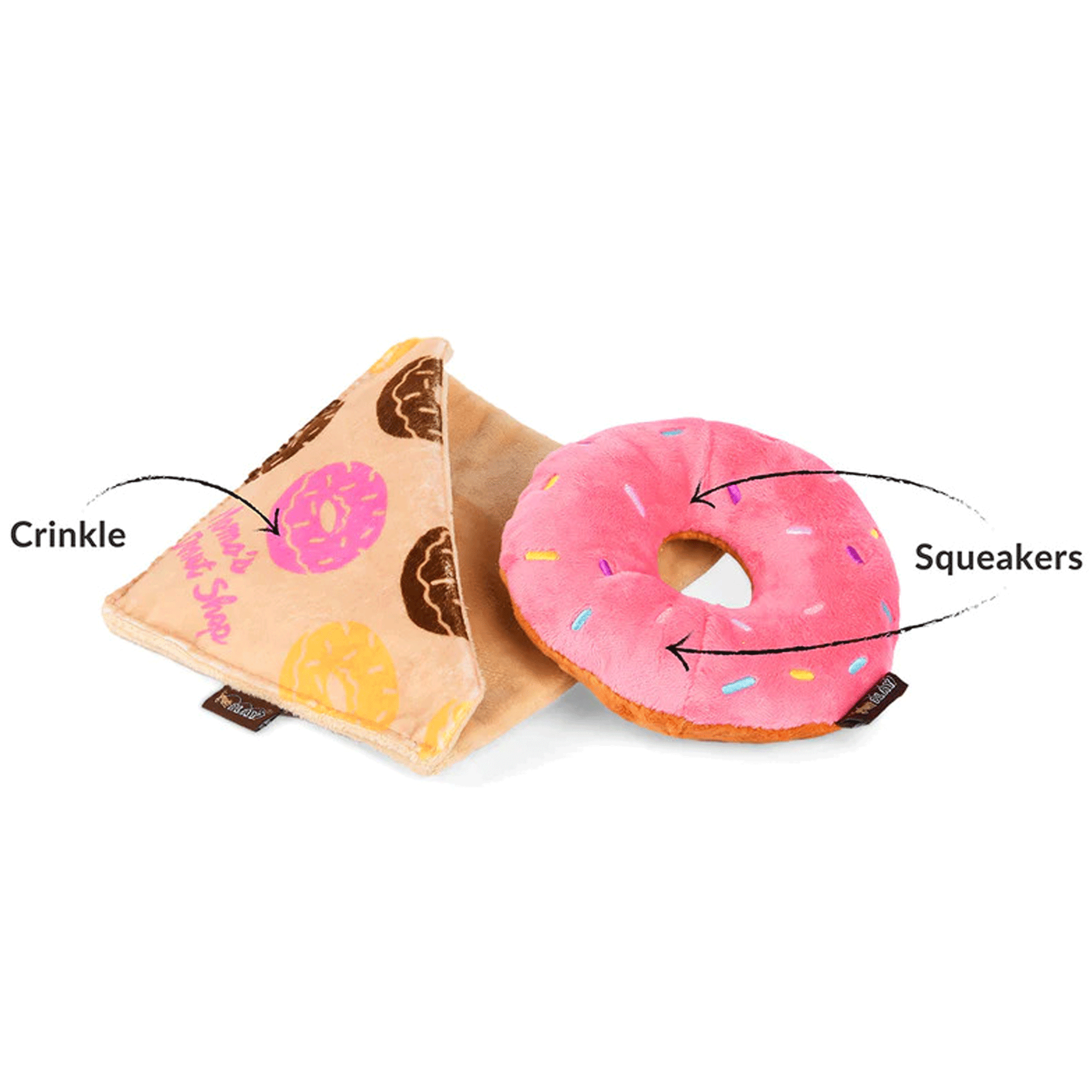 P.L.A.Y. Cafe Donut Dog Toy - Chew-Resistant Plush Squeaky Toy for Small & Medium Dogs - Fun Interactive Playtime Treat for Puppies & Adult Dogs - Perfect for Indoor & Outdoor Fetch Games