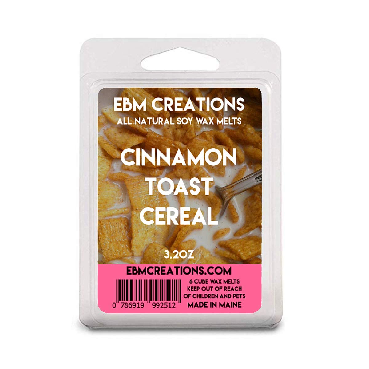 Premium Cinnamon Toast Cereal Scented Soy Wax Melts - 3.2oz (6 Cubes) | All Natural, Strong Fragrance & Long-Lasting Aroma | Handmade, Non-Toxic & Eco-Friendly | Perfect for Home, Office & Gifts