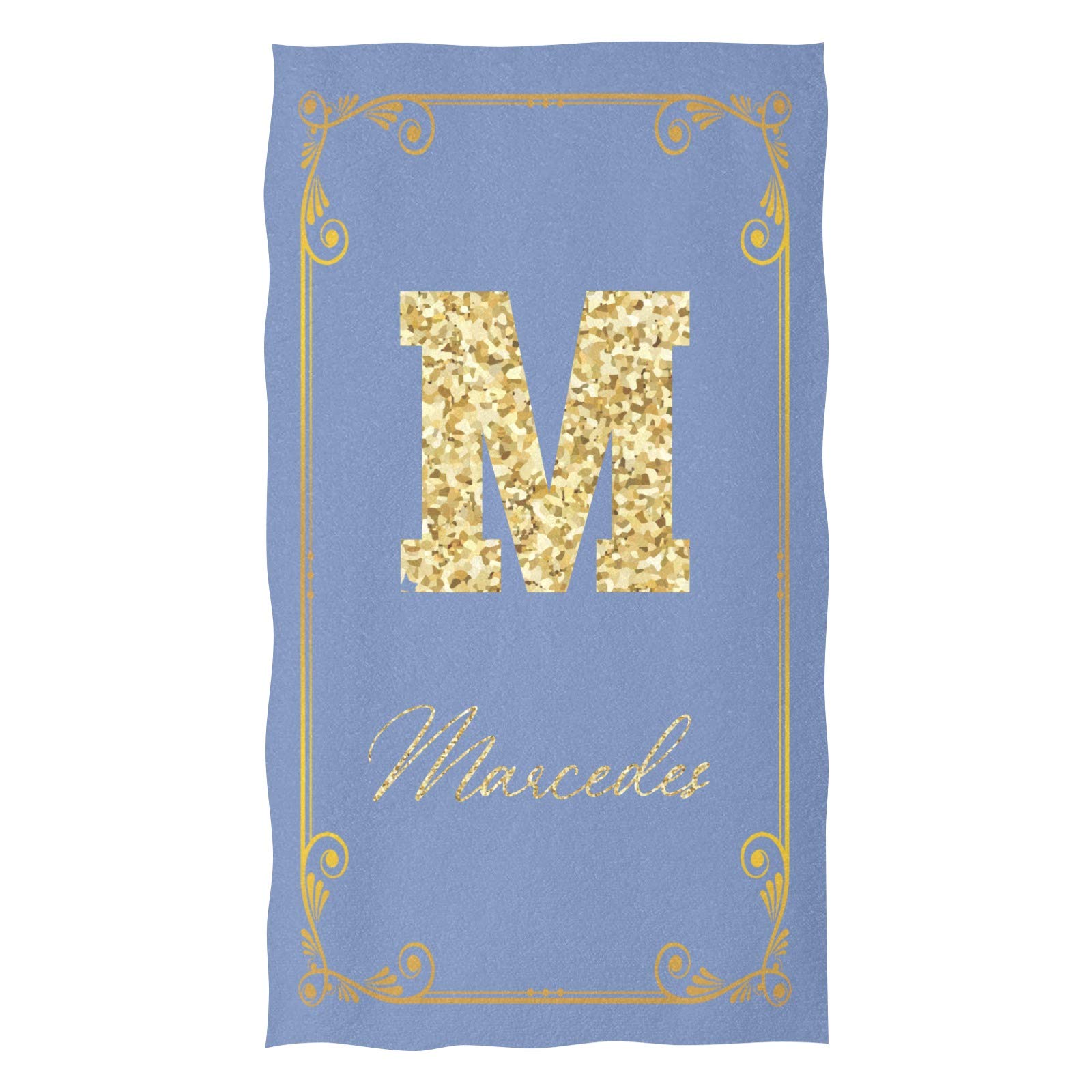 **Personalized Gold Art Hand Towels - Soft Absorbent Microfiber Bath Towels for Women, Men & Kids - Quick Dry, 16