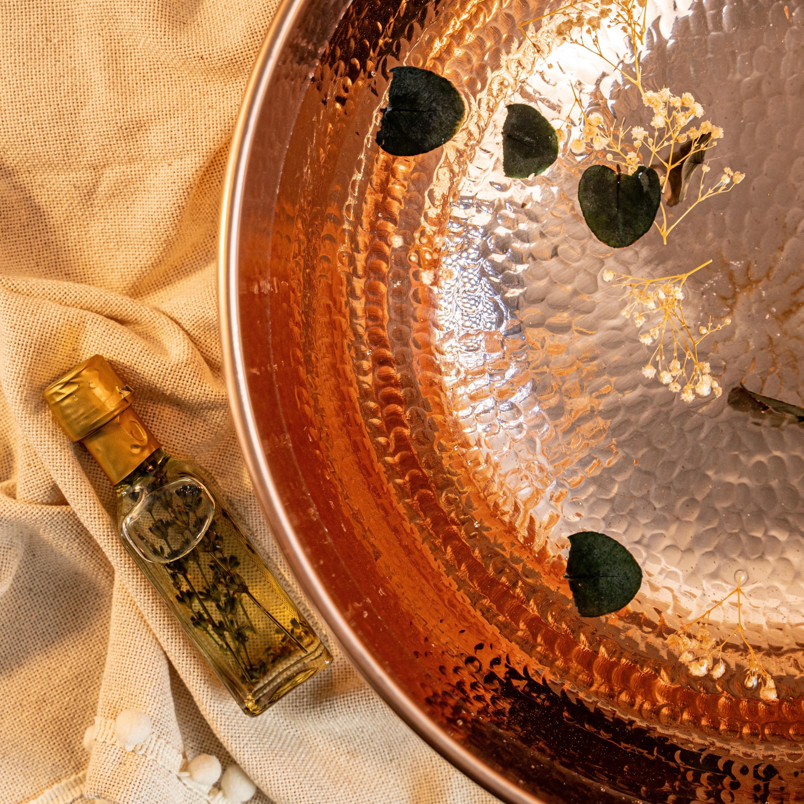 Handcrafted Hammered Copper Pedicure Bowl - 20 Inch Large Portable Foot Soaking Basin for Spa & Home Relaxation | 100% Pure Solid Copper Pedicure Tub | Perfect Self-Care Gift for Women, Ideal for Nail Salons, Home Spa Days & Gift Giving