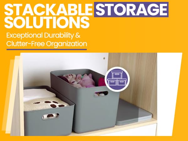 YBM HOME Stackable Plastic Storage Bin with Lid - Multipurpose Organizer for Classroom, Office, Playroom, Shelves & Closets - White Storage Container (2149-6) - Perfect for School Supplies, Toys Organization & Home Decluttering
