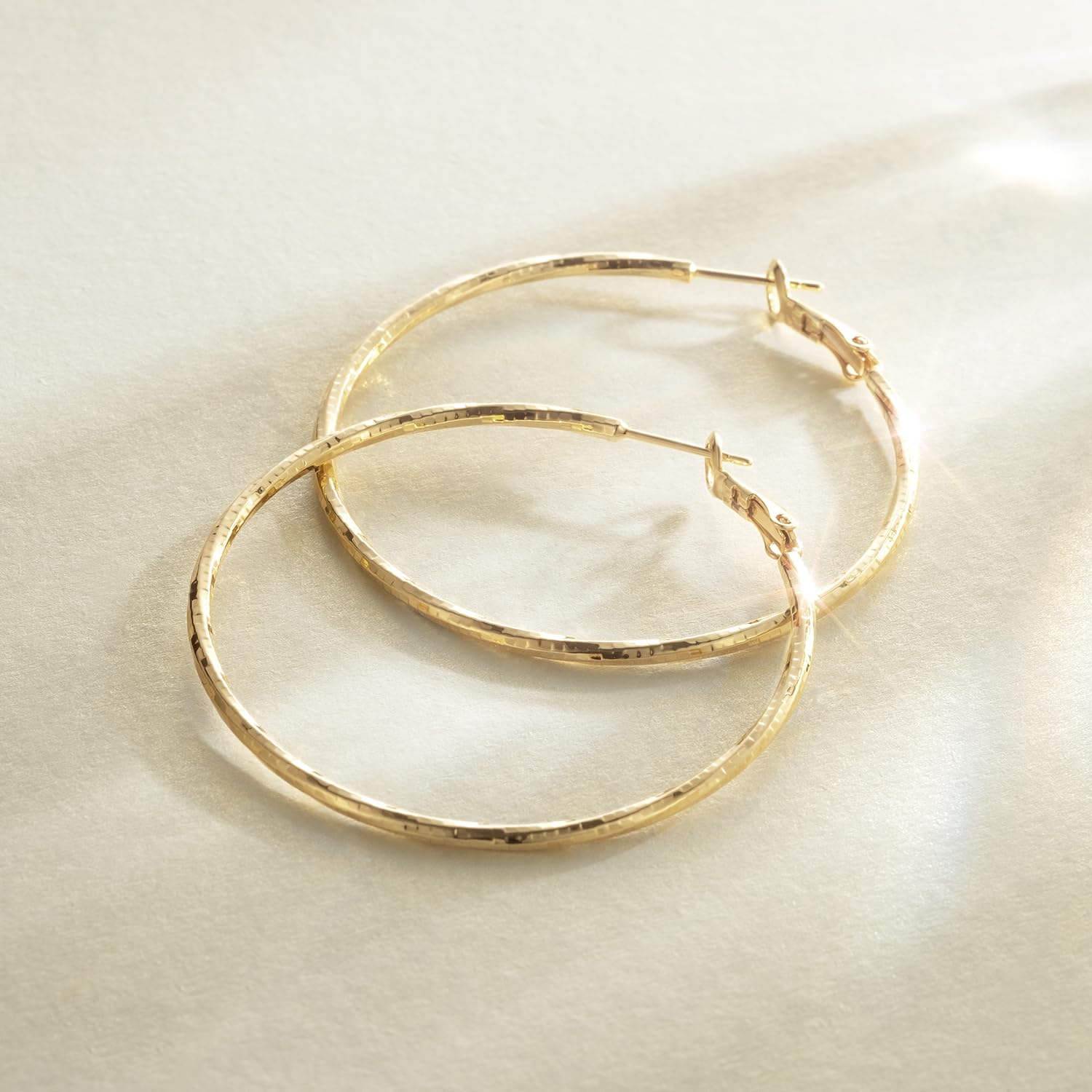 AMELINE 50mm Large Gold Hoop Earrings for Women - Lightweight Twisted Hoop Earrings, Fashion Jewelry for Everyday Wear & Special Occasions