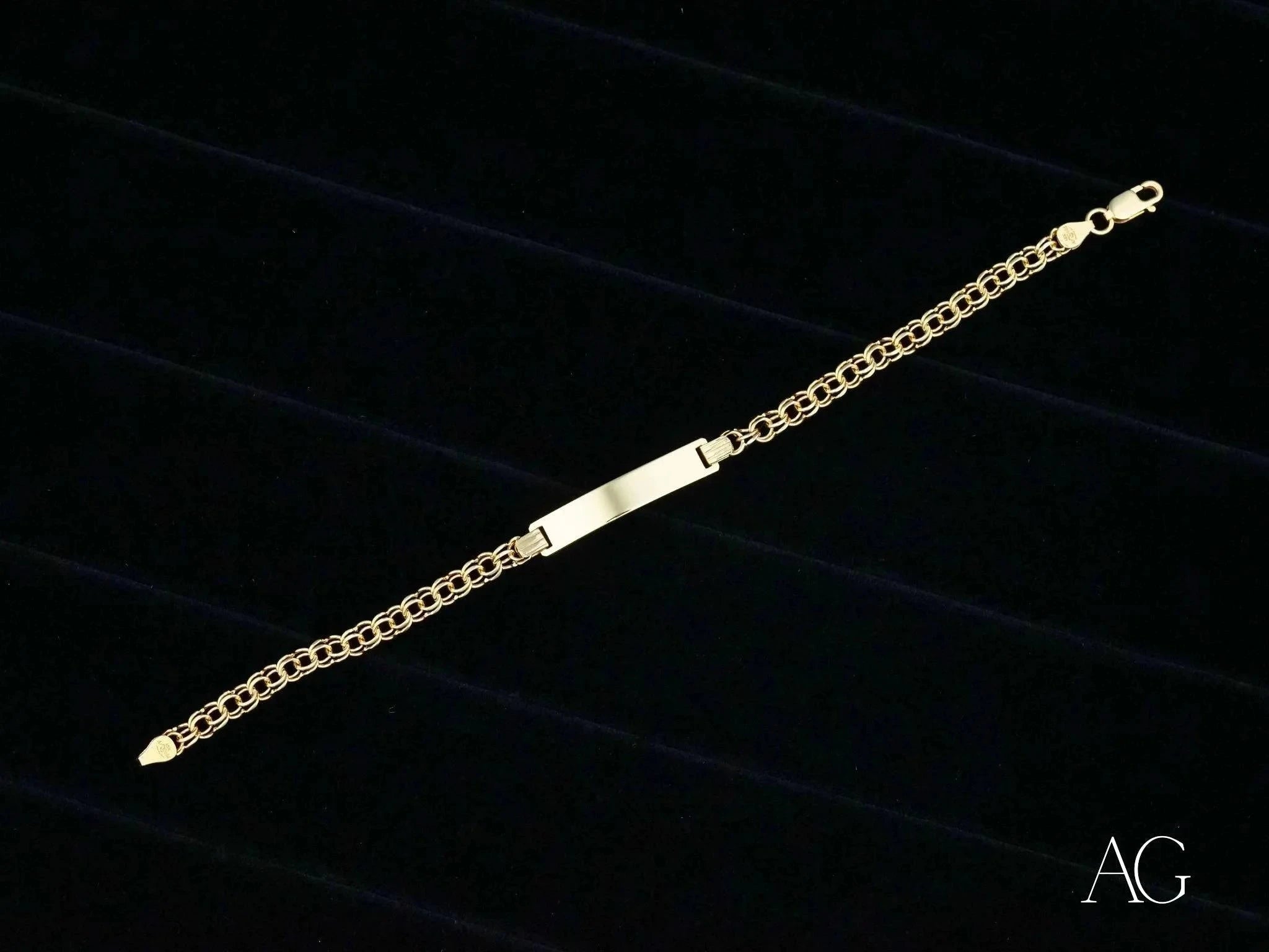 18K Gold Kids ID Bracelet - Double Link Chain, Elegant & Customizable Name Jewelry for Boys & Girls - Perfect for Birthdays, Gifts & Special Occasions